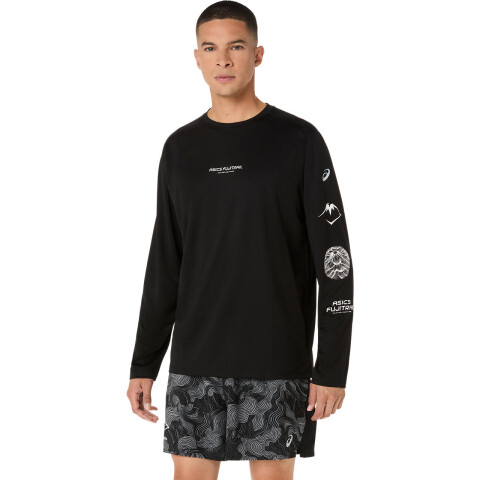 Polo Running Fujitrail Logo LS Top Hombre Performance Black/carrier Grey/cool Grey