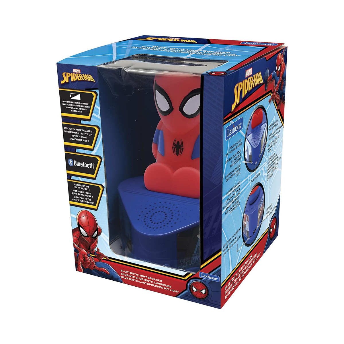 Parlante con Figura 3D Luminosa y Bluetooth Lexibook 21 x 16 cm - Spiderman 