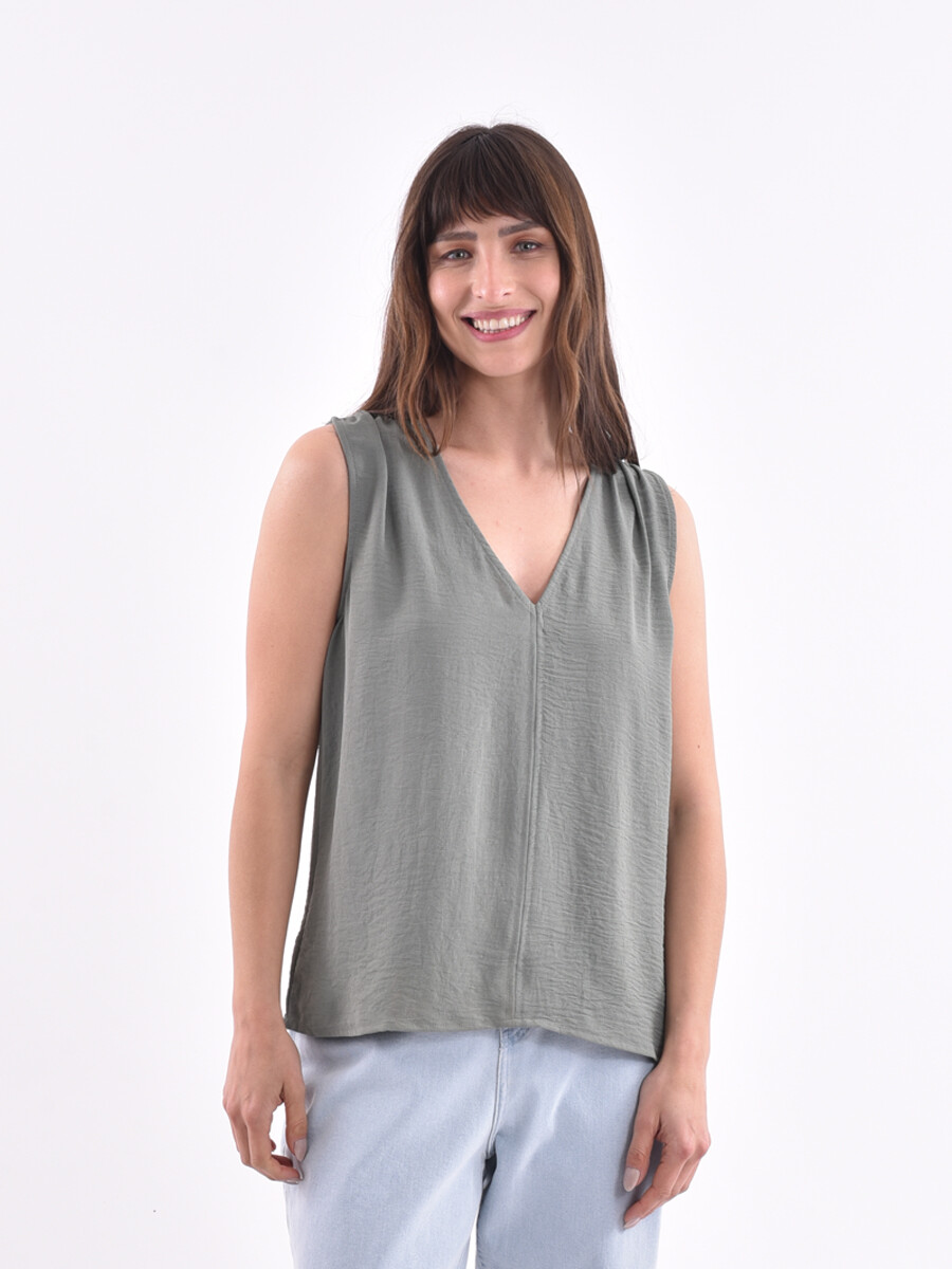 BLUSA BERTA - VERDE GRISACEO 