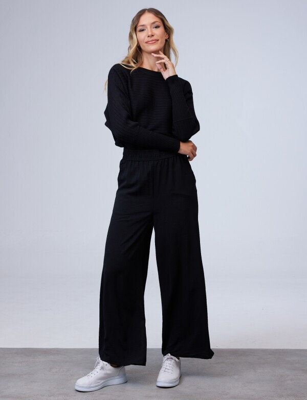 Pantalon Crepe Wide Leg NEGRO