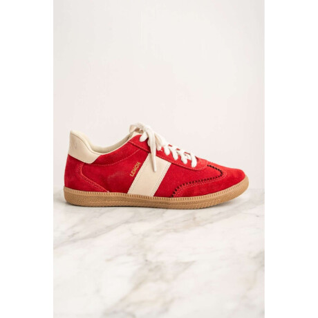 Zapatilla Gamuza Combinada Rojo
