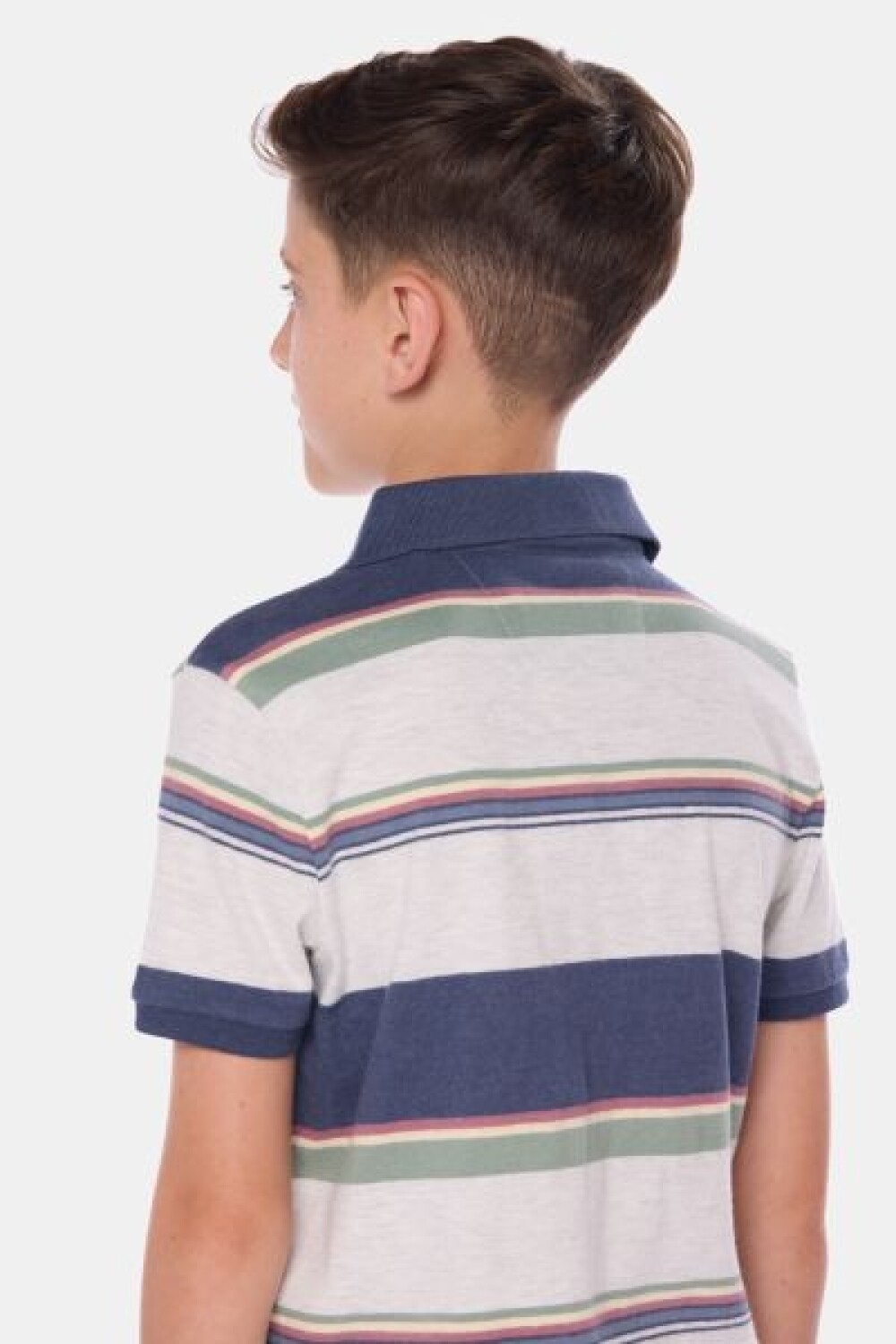 REMERA POLO RAYADA DE ALGODÓN Gris