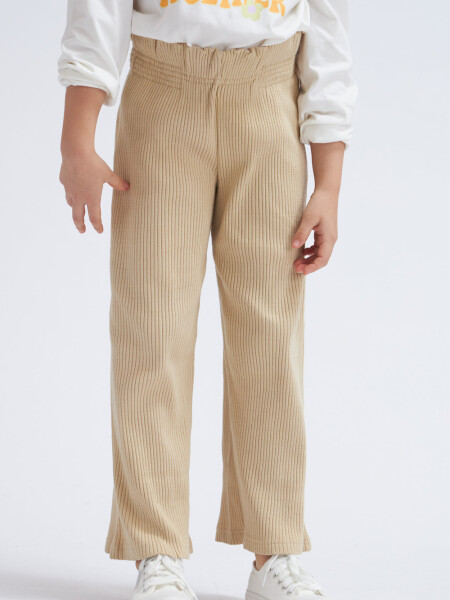 Pantalón en rib oxford Beige