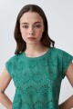 Blusa frente broderie verde