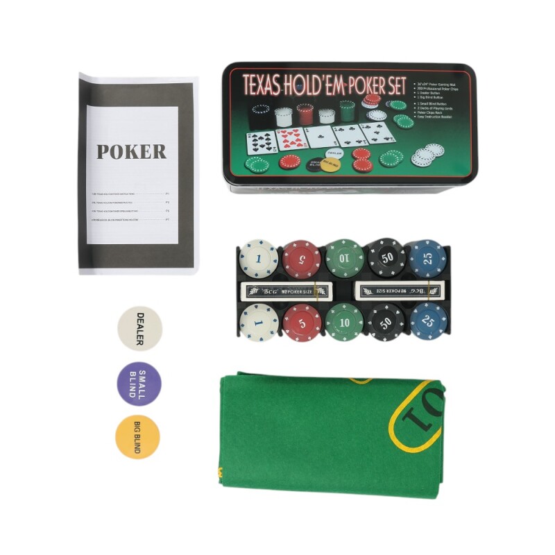 Set de 200 fichas de poker + cartas + paño Set de 200 fichas de poker + cartas + paño