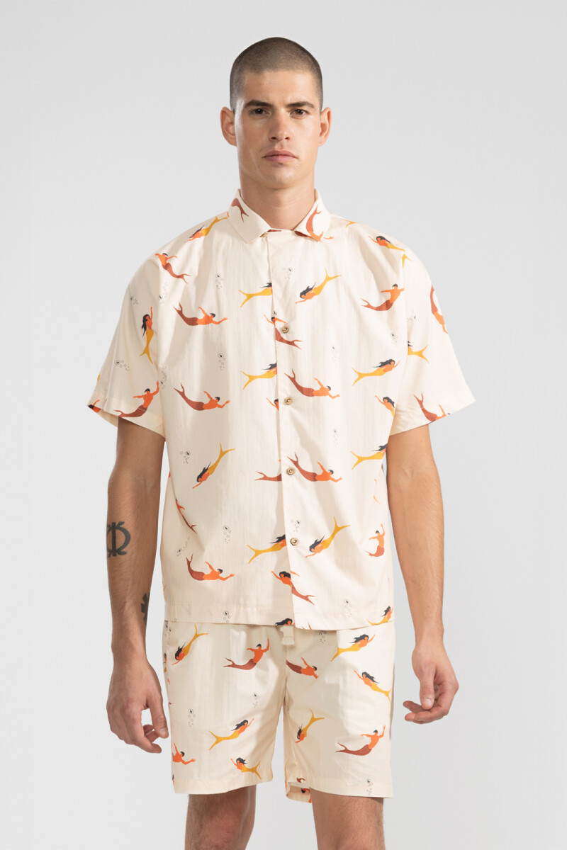 CONVERTIBLE CAMP-COLLAR SHIRT Mermaid Cream
