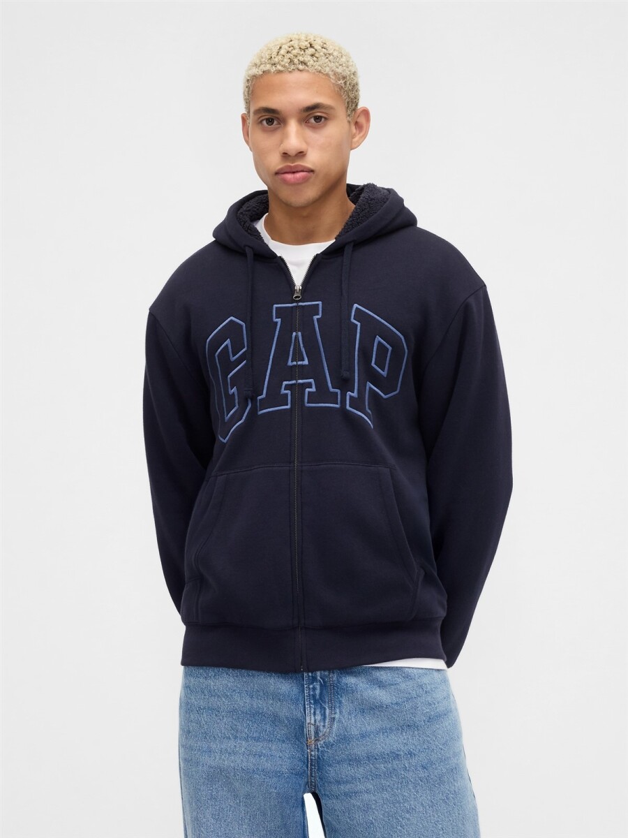 Canguro Con Corderito Logo Gap Hombre - New Classic Navy 