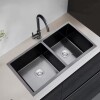 Pileta de cocina Dream doble negra 78X43 cm Pileta De Cocina Dream Doble Negra 78x43 Cm