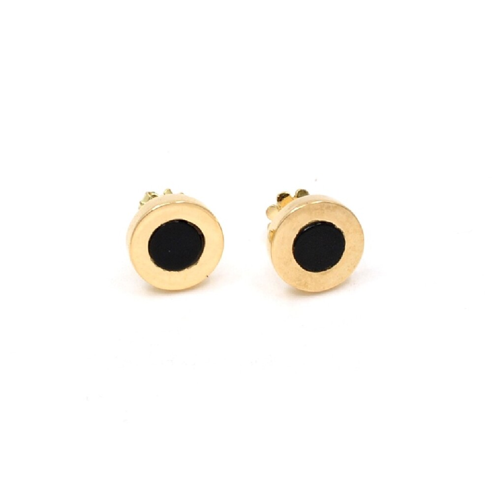 Caravanas En Oro 18K Y Onix Caravanas En Oro 18K Y Onix