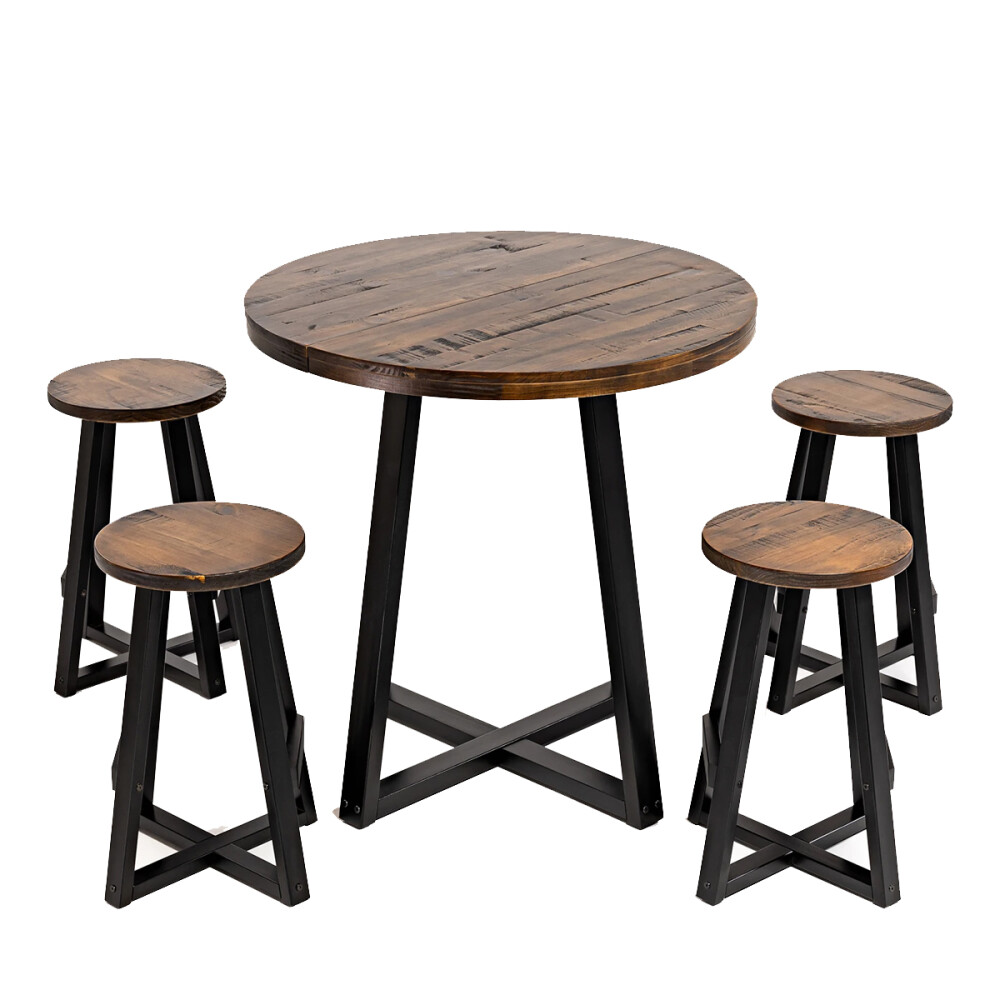 Juego de comedor: Mesa + 4 banquetas -Tapa en madera maciza Juego de comedor: Mesa + 4 banquetas -Tapa en madera maciza