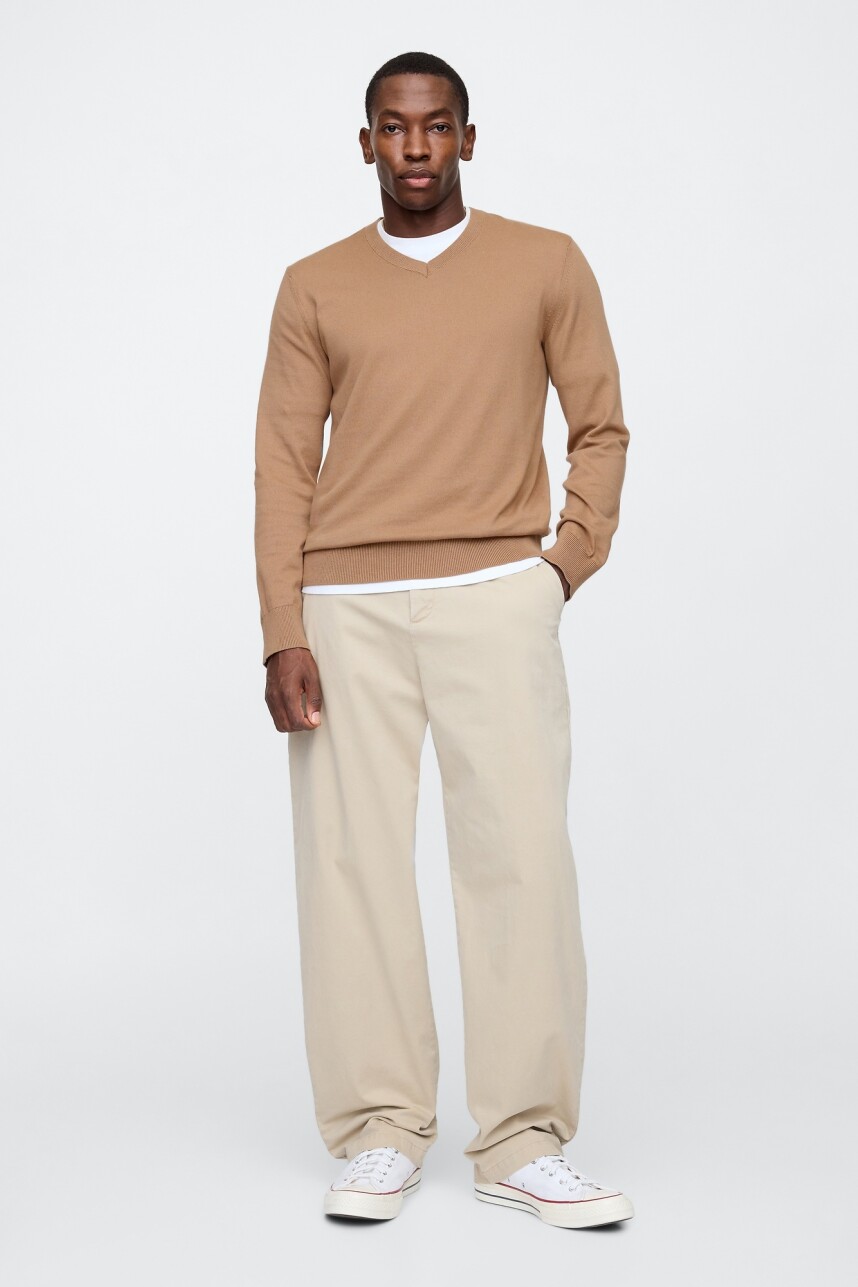 Buzo Algodòn Escote V Hombre Camel Hair