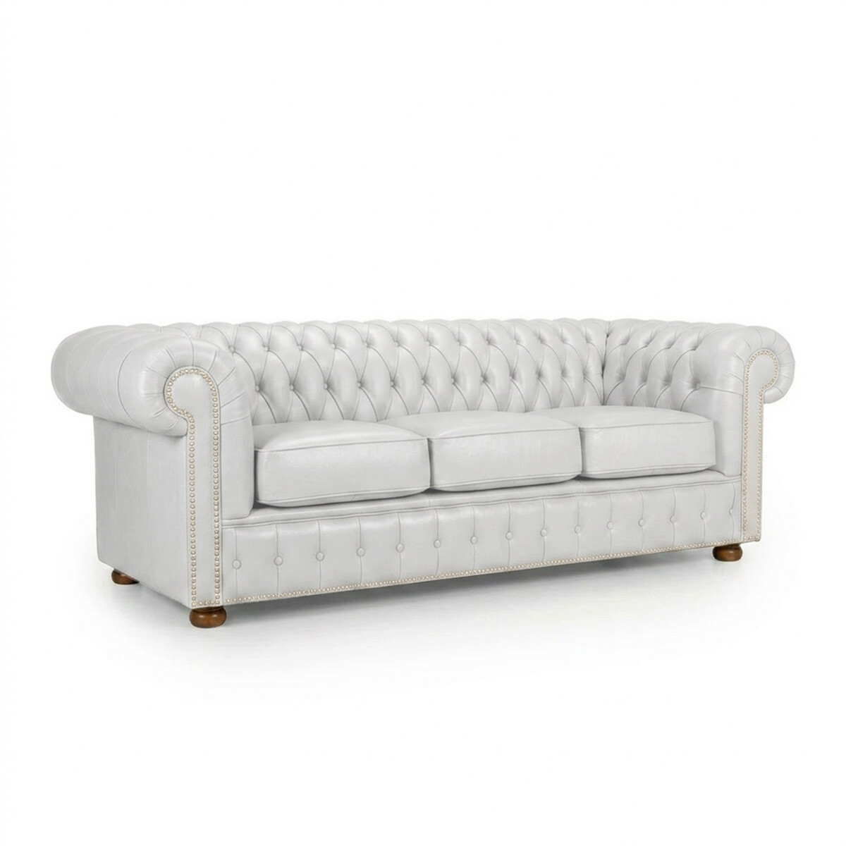 Sofá Chesterfield Novo - Cuero Básico - 3 cuerpos - Blanco - (Preventa) 