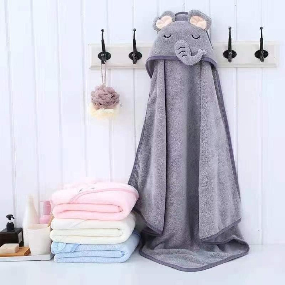 Toalla De Bebe Con Capucha Animales 80x80cm Gris