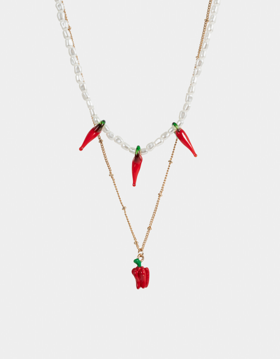 Collar Corto Con Dije De Vidrio 