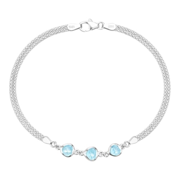 Pulsera Cordon Palomita-Plata rodinada 925-Piedra Zirconia celeste-Pu2017 conpiedra