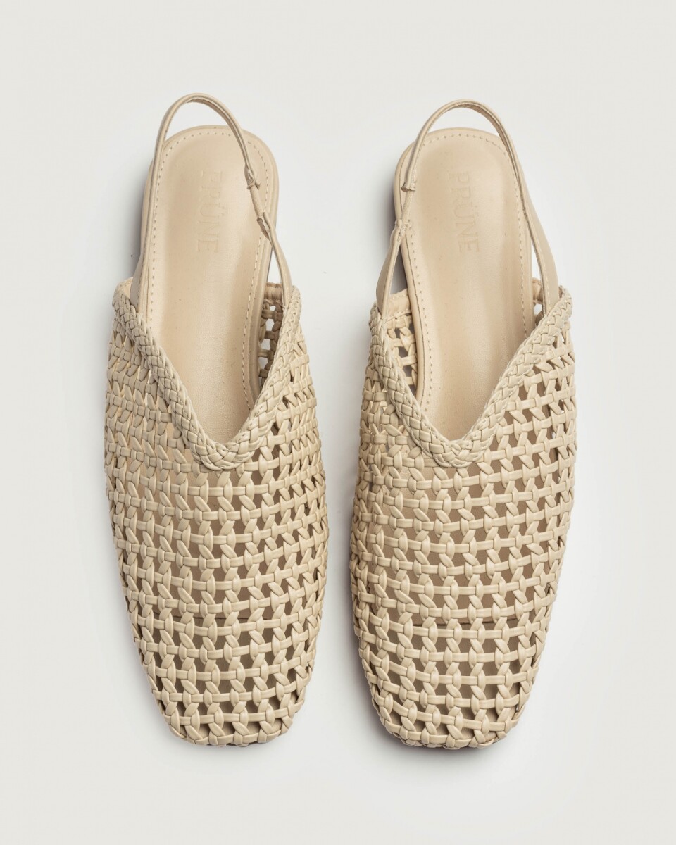Mule Perla en efecto cuero liso - Natural 