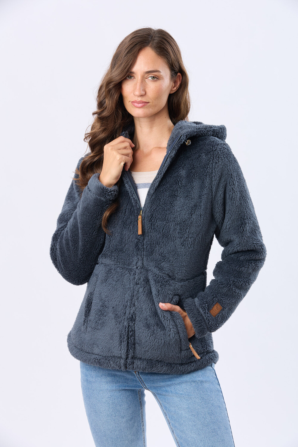 CAMPERA CON CAPUCHA SHERPA Azul