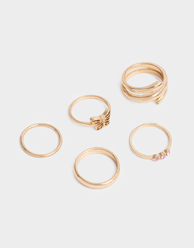 Sets Anillos Mariposas Anillos Sets De Metal - Dorado