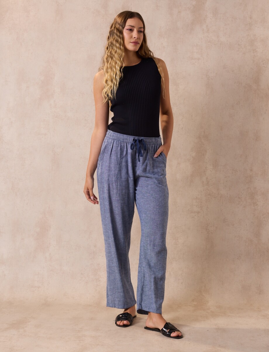 Pantalon Lino - Azul 