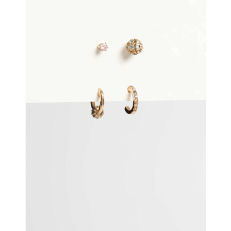 Set De Aros Con Cubic Dorado