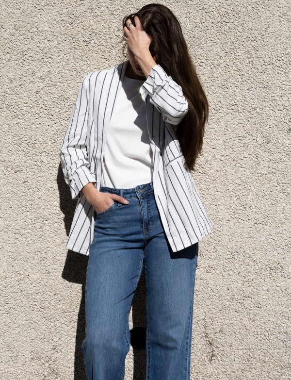 Blazer Lino Lineas BLANCO/NEGRO