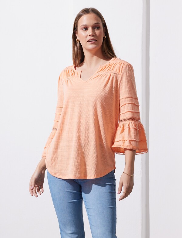Blusa Frunces Hombro CORAL