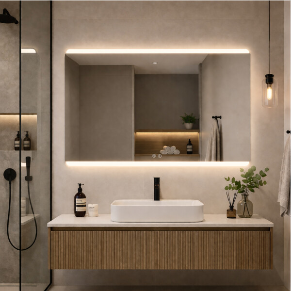 Espejo Led Rectangular Baño Led06 75 X 100 Cm Desempañador ESPEJO RECTANGULAR LED06 75X100