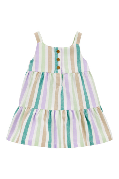 Vestido de sarga, escalonado, diseño a rayas Sin color