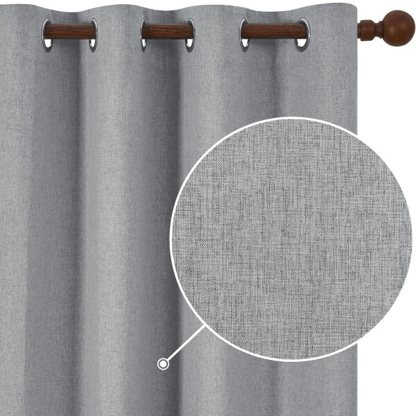 Cortina 100% Blackout 2Paños 140x220 Textura Lino Doble Faz Variante Color Gris