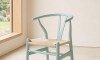 Silla Wishbone - Madera de Haya y Rattan natural Celeste