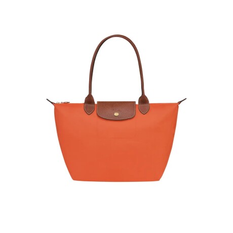 Longchamp -Cartera Longchamp plegable de nylon con cierre y asa larga, Le pliage M Naranja