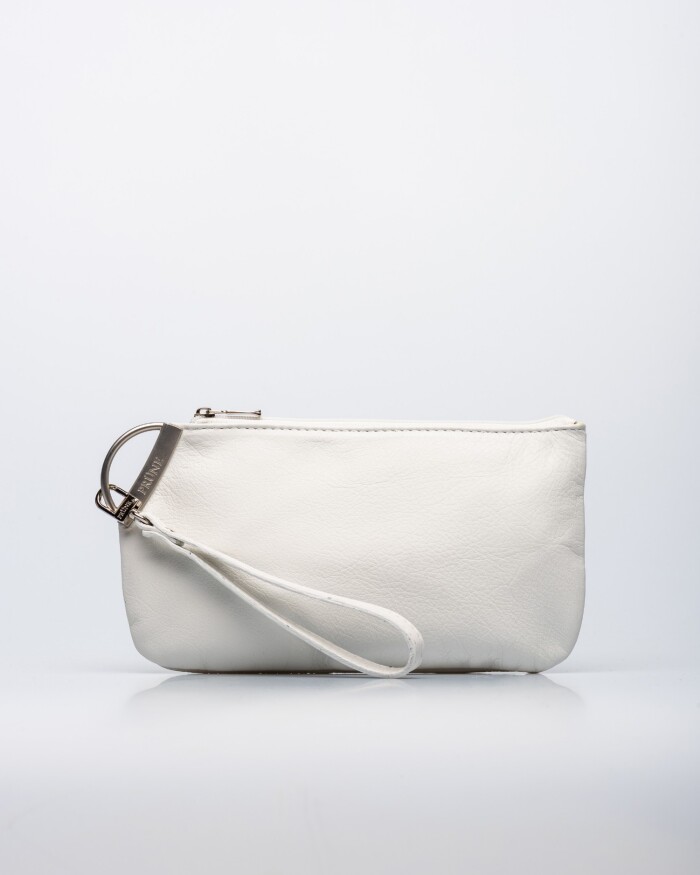 Porta cosméticos Katy en cuero graneado Blanco