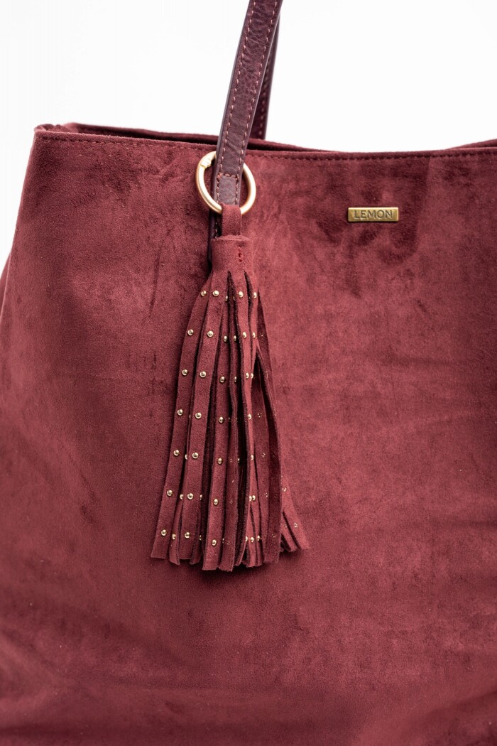 Charm Flecos Y Tachas Gamuza Vegana Burdeos