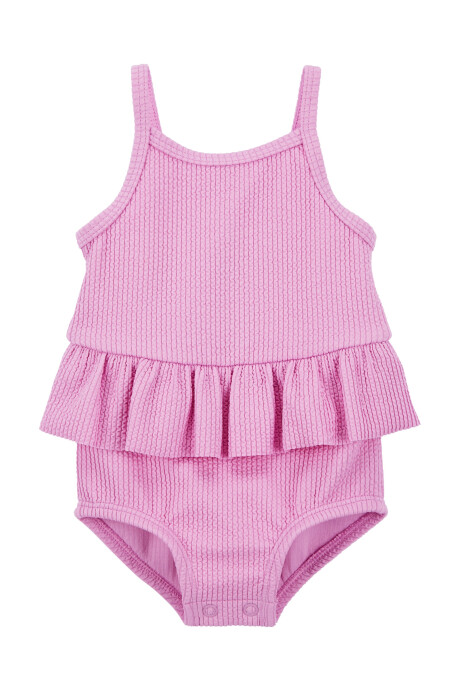 Malla de baño una pieza con protección UPF 50+, rosada Sin color