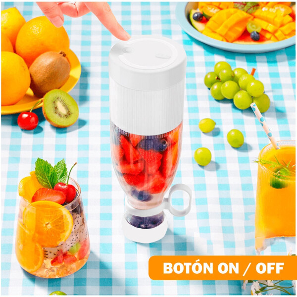 Licuadora Portátil Recargable Botella Con Agarre Usb Jugo Variante Color Blanco