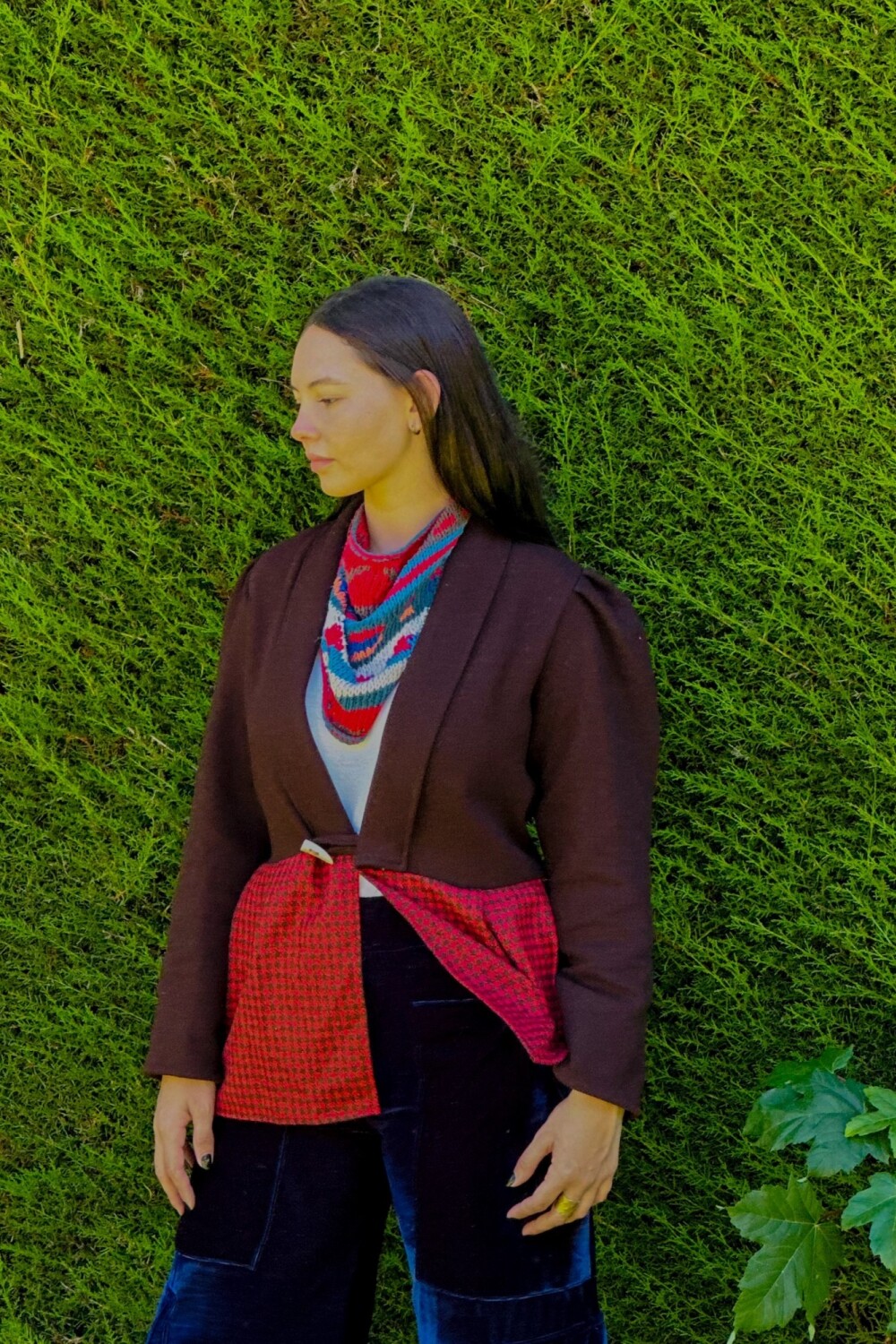 Blazer Office Lana Chocolate / Tweed Rojo