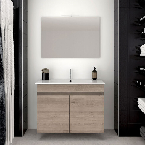 MUEBLE BLANCO CENIZA DE MADERA LAQUEADO 2 PUERTAS CON BACHA 61X46X17 000