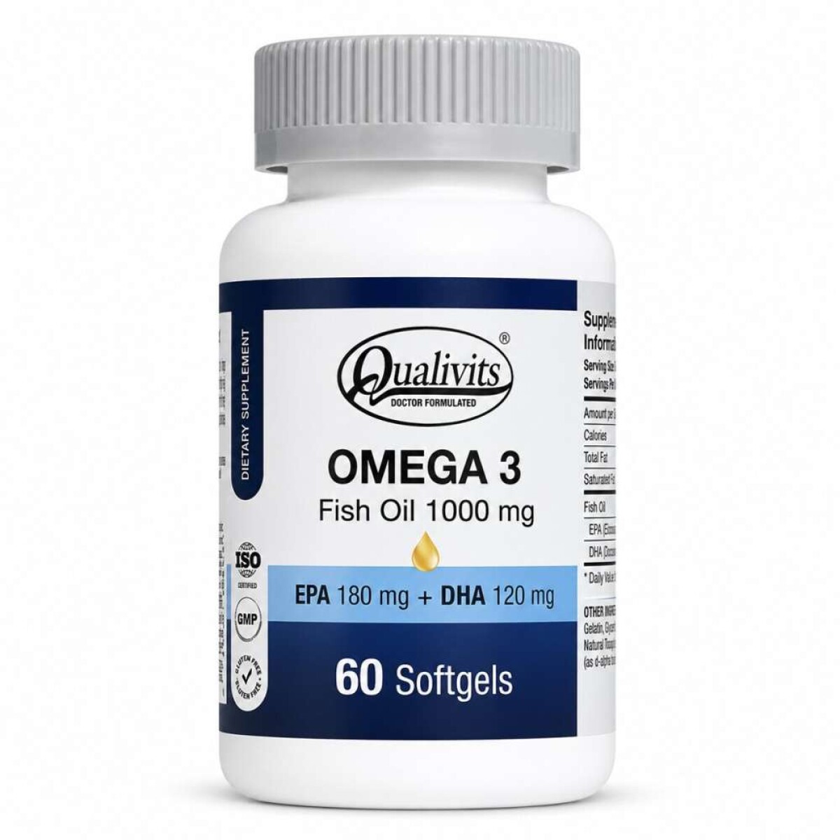Omega 3 Fish Oil 1000 mg Qualivits - 60 Cápsulas 