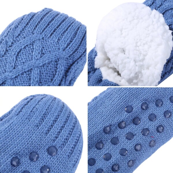 Medias Termicas Polar Invierno Algodón Antideslizantes Variante Color Azul