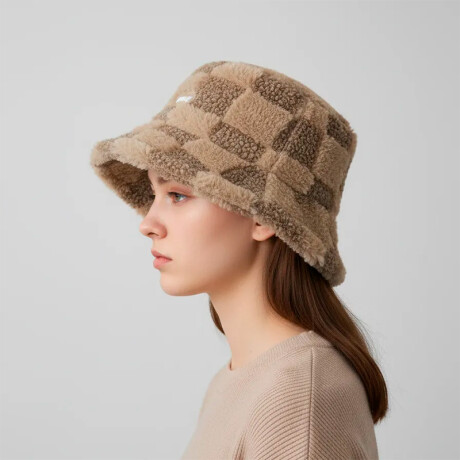 Gorro Bucket Split Cuadros Marrón