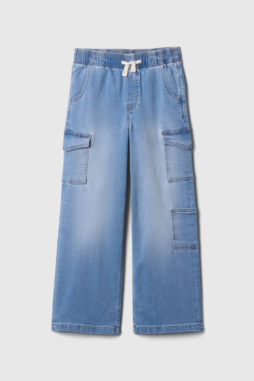 Jean Easy Wide Cargo Niña Light Wash