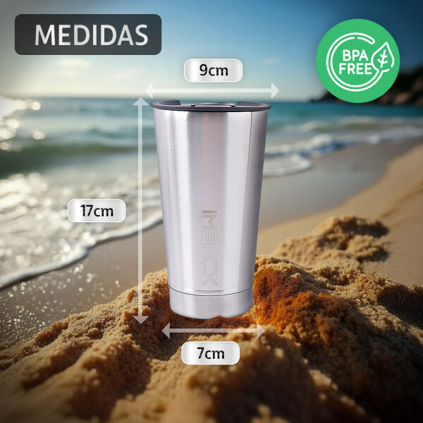 Vaso Termico De 592ml Acero Inoxidable Doble Capa Con Tapa Color Acero VBT001 Vaso Termico De 592ml Acero Inoxidable Doble Capa Con Tapa Color Acero VBT001