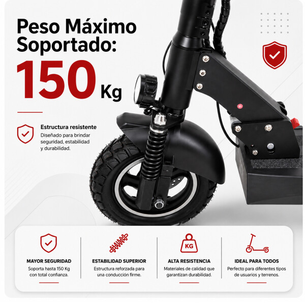 Monopatín Eléctrico Sgx3 Pl 10" 500w 45kmh MONOPATIN LIKE PL SGX3 ROJO