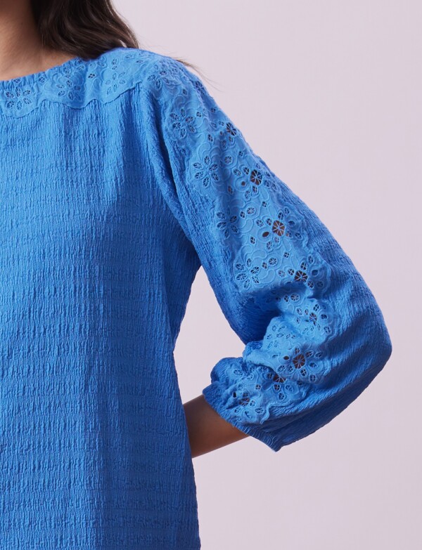Blusa Broderie CELESTE OSCURO