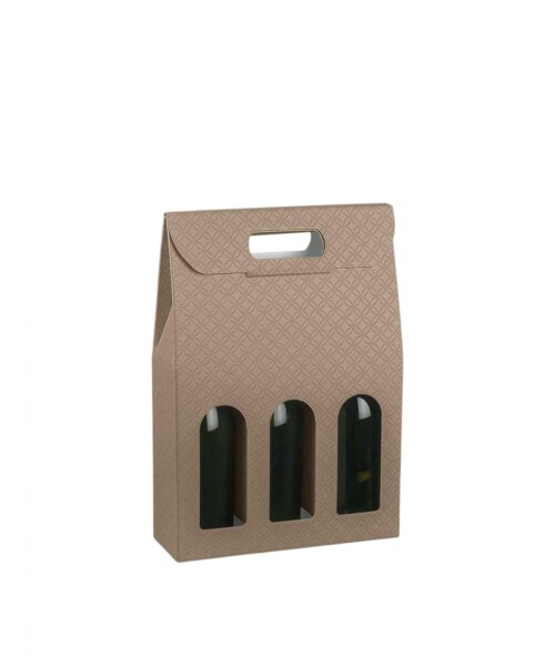 Caja c/ventana 3 botellas 27x9x38,5 - 37277 - MATELASSE CUOIO Caja c/ventana 3 botellas 27x9x38,5 - 37277 - MATELASSE CUOIO