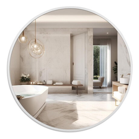 Espejo Redondo Circular 70 Cm Marco Hierro Negro Blanco