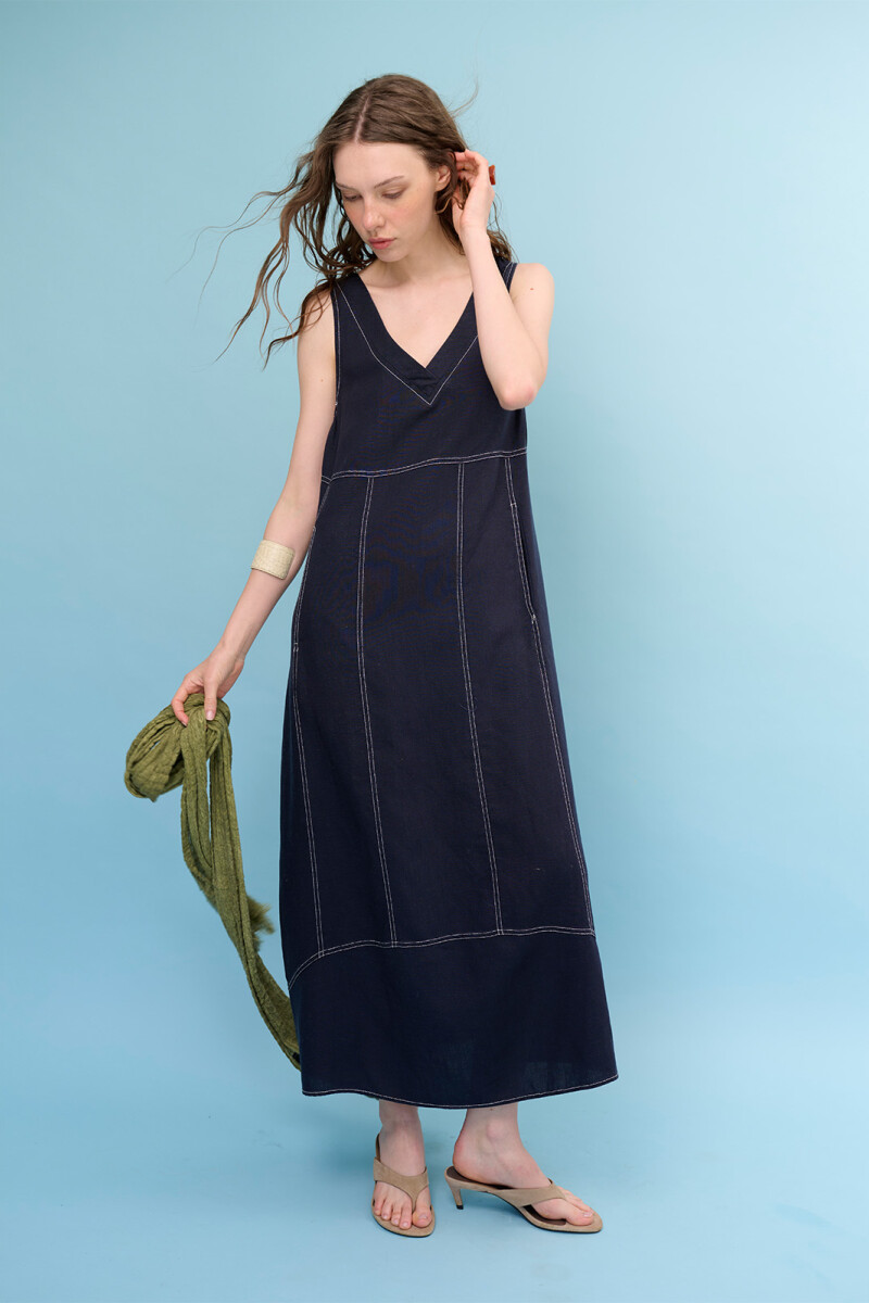 VESTIDO LINO VIVI AZUL