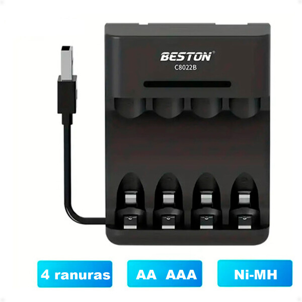 Cargador para Pilas AAA y AA Beston Cargador para Pilas AAA y AA Beston