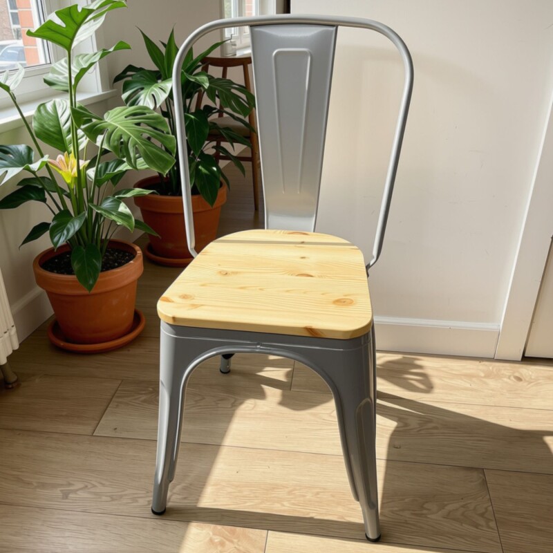 Silla tolix Metálica vintage asiento en madera Silla tolix Metálica vintage asiento en madera