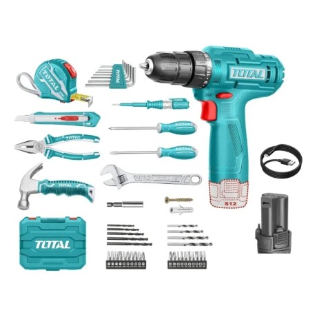 Mega Kit de Herramientas 89 Piezas con Atornillador Eléctrico Total Mega Kit de Herramientas 89 Piezas con Atornillador Eléctrico Total